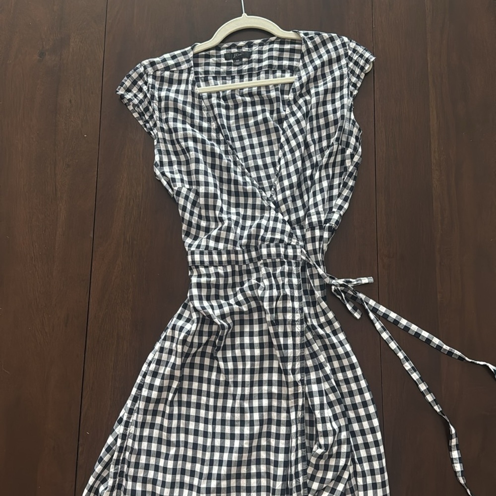 J. Crew Black and White Gingham Maxi Dress